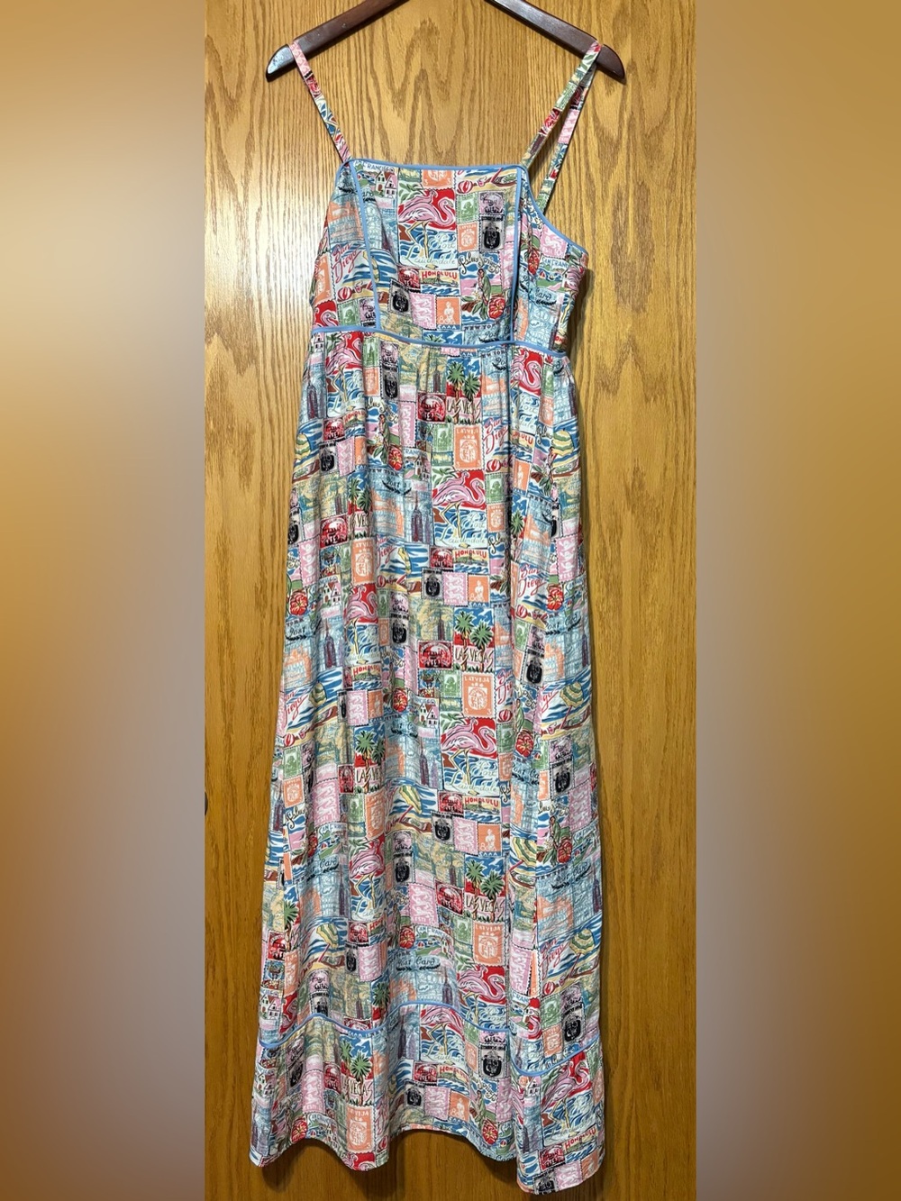 The Good Journey Postage Stamp Novelty Print Maxi Dress Size 8
